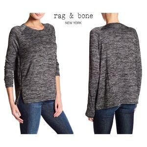 RAG & BONE WOMEN NWT LONG SLEEVE W/ZIP RAYON BLEND HEATHER BLACK CAMDEN. XXS